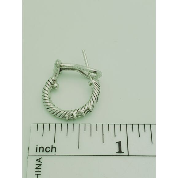 Judith Ripka 925 Sterling Silver CZ Cubic Zirconia Hoop Earrings Designer Signed - Picture 9 of 11